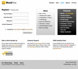 Mockflow signup page The next stage in the user flow for mockflow
